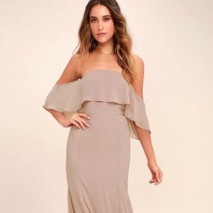 ALL MY HEART TAUPE OFF THE SHOULDER MAXI